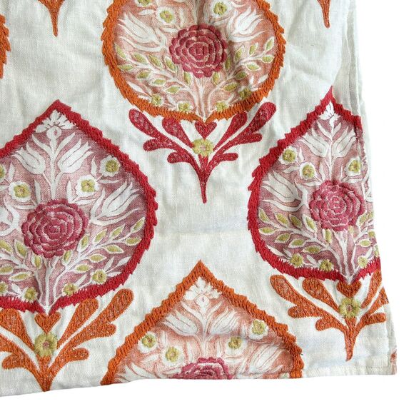 Pottery‎ Barn Embroidered Sham 24" Pillow Case Boho Indian Coral Floral Paisley - Picture 6 of 9